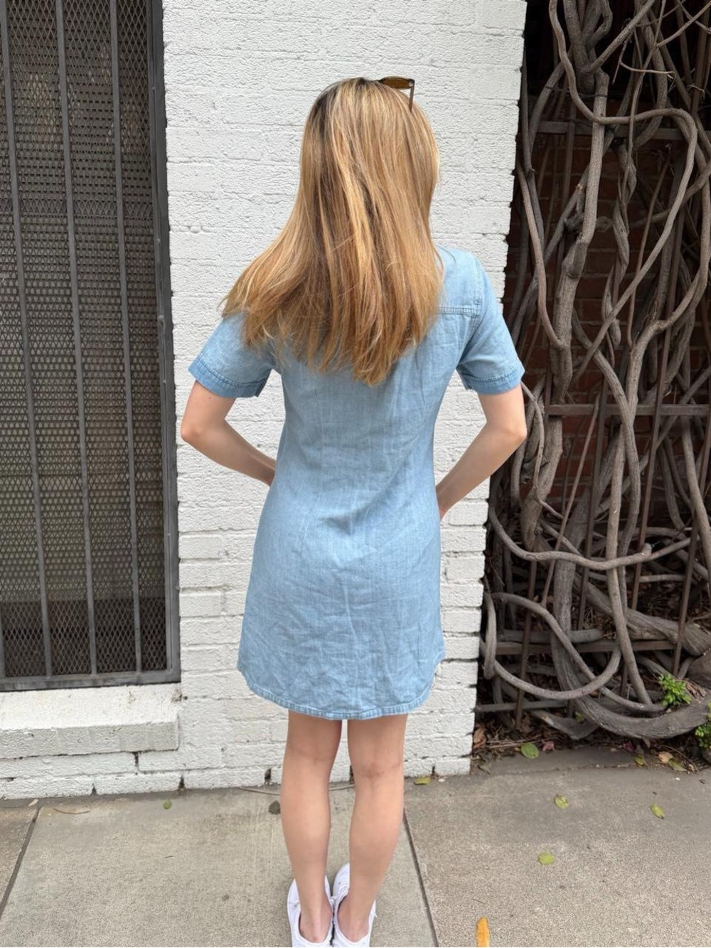 Levi's solid spread collar blue denim dress mini Size S #denim #western - Picture 5 of 6